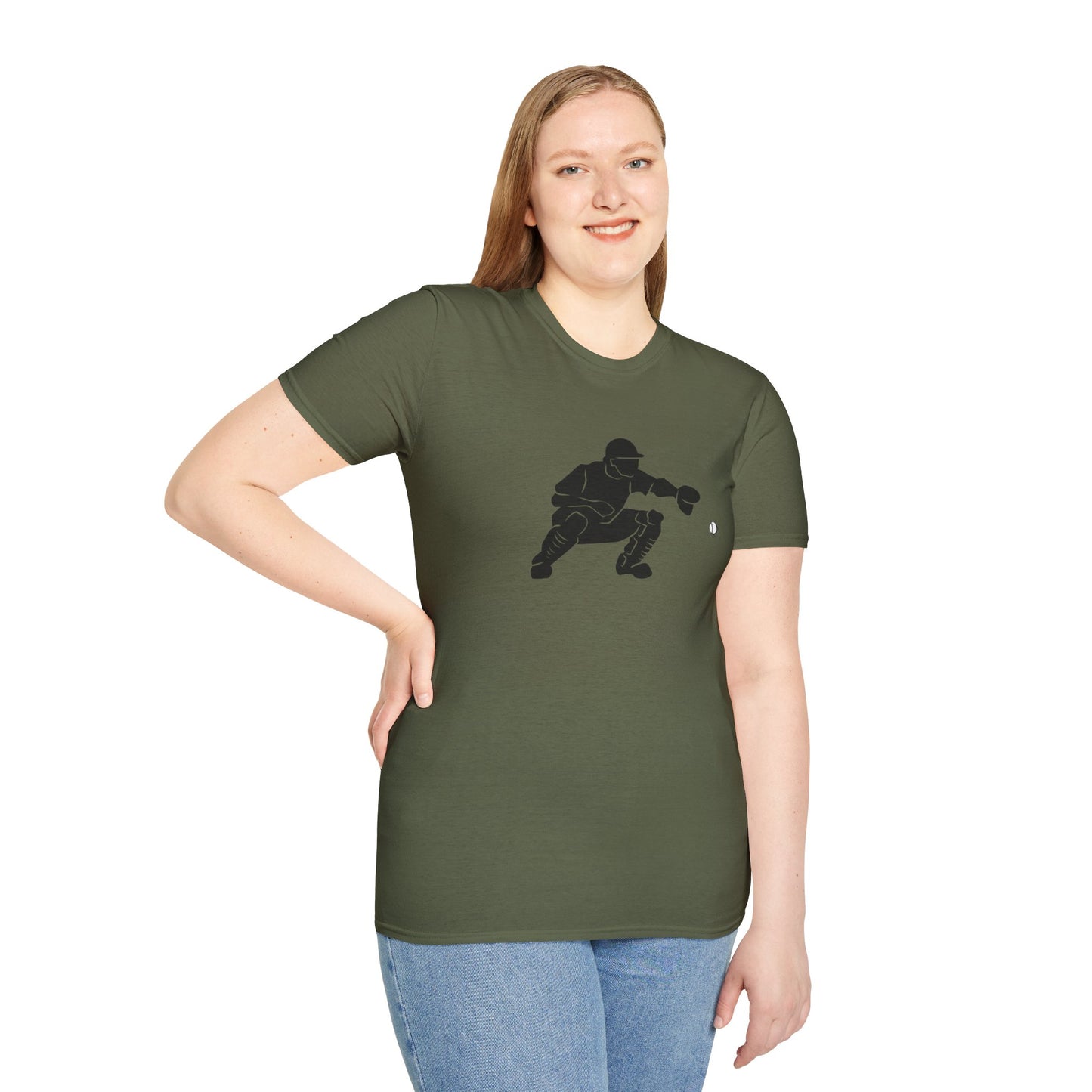 Baseball Catcher Unisex Softstyle T-Shirt, Sports Apparel, Gift for Athletes, Workout Gear, Casual Wear, Special Occasions