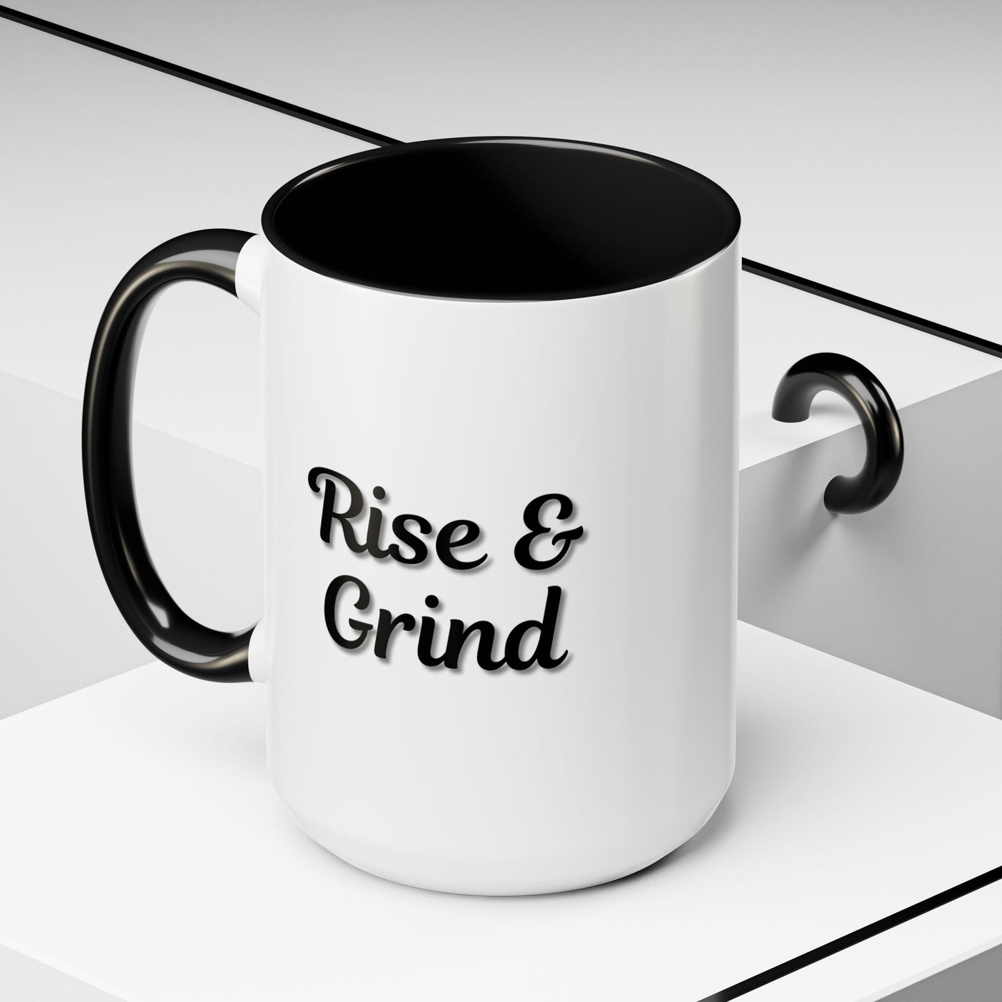 Rise & Grind Coffee Mug – Motivational Black Accent Mug for Daily Inspiration - TRV