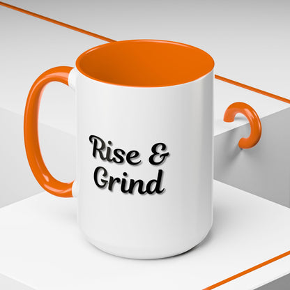 Rise & Grind Coffee Mug – Motivational Black Accent Mug for Daily Inspiration - TRV