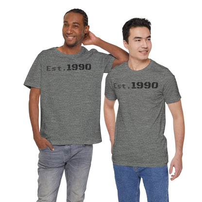Unisex Est. 1990 Nostalgic Jersey Tee - Perfect Gift, Vintage Style, Retro Fashion, Birthday Celebration, Casual Wear - TRV