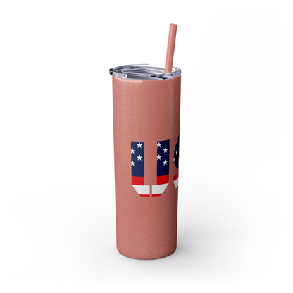 Skinny Tumbler — USA Flag 20oz Straw Tumbler (Patriotic Travel Cup)