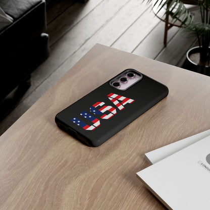 USA Phone Case with patriotic American flag design, durable tough case for iPhone from Printify.