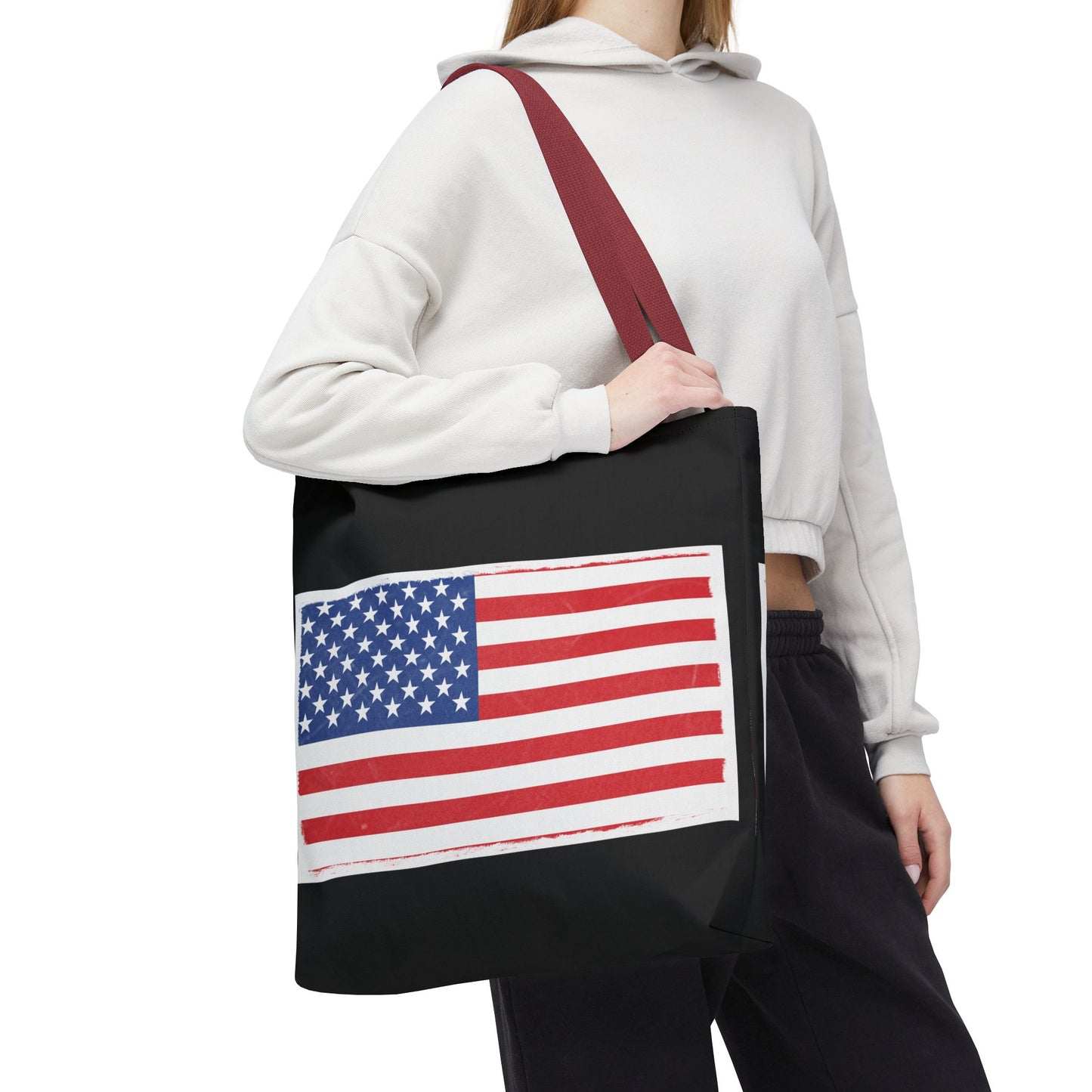 Patriotic Tote Bag, American Flag Carryall, Beach Bag, Reusable Shopping Tote, Independence Day Gift - TRV