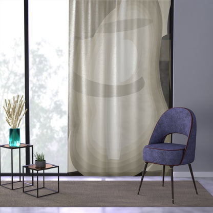 Abstract Neutral Swirl Window Curtain | Modern Geometric Sheer Panel