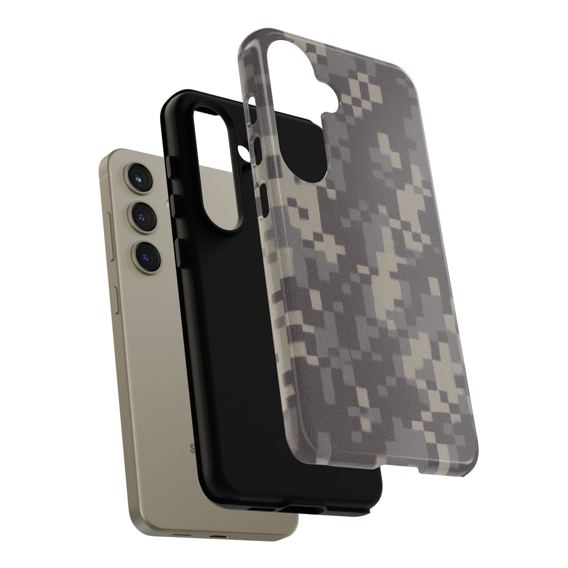 Camouflage tough phone case by Printify with rugged digital camo design, made to protect smartphones from drops and scratches.