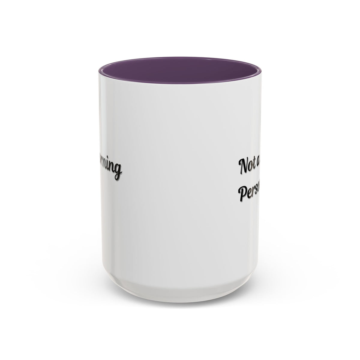 Ceramic coffee mug with "Not a Morning Person" text, 11oz size, printed by Printify, featuring a white mug with black lettering.