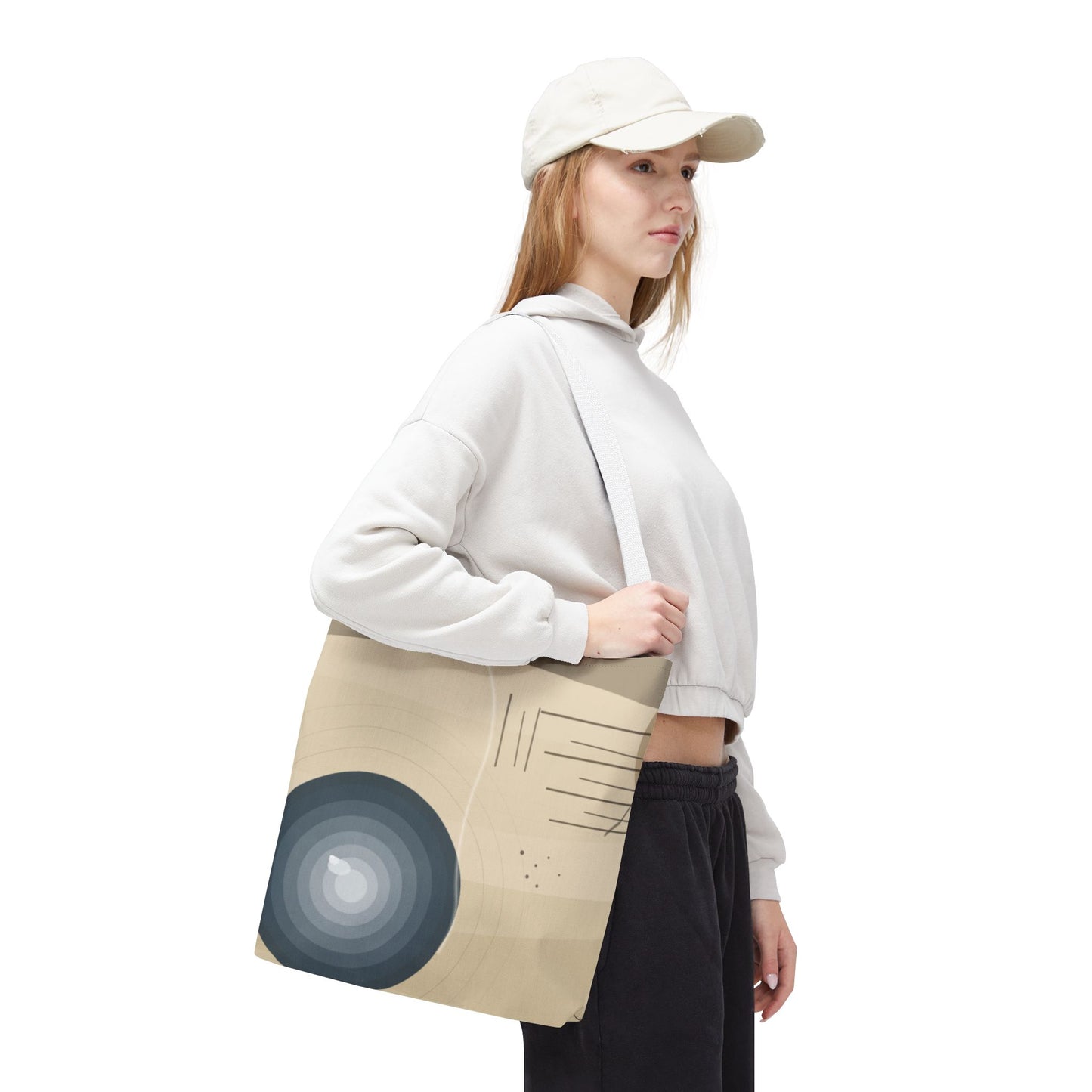 Abstract Neutral Waves Tote Bag | Geometric Circle Pattern