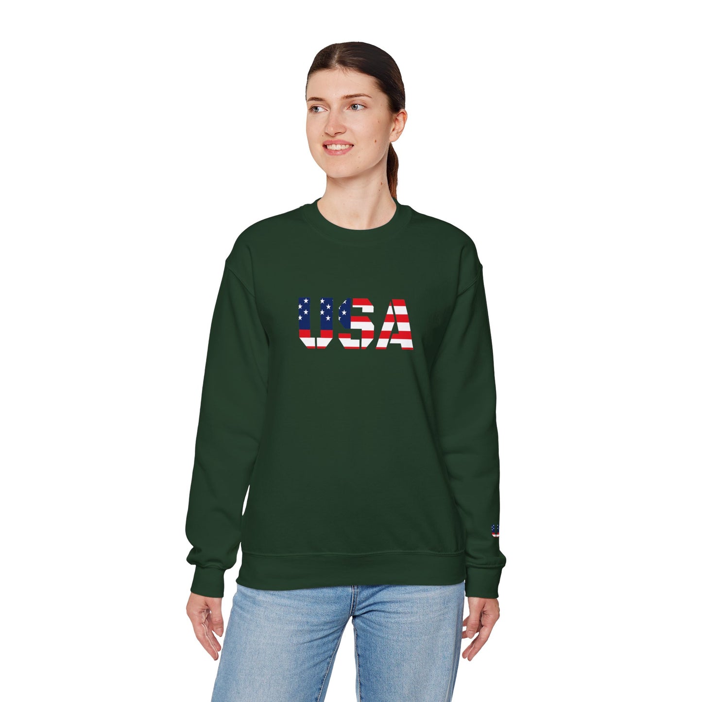 USA Flag Unisex Crewneck Sweatshirt, Cozy Apparel, Casual Wear, Independence Day Gift, Americana Style