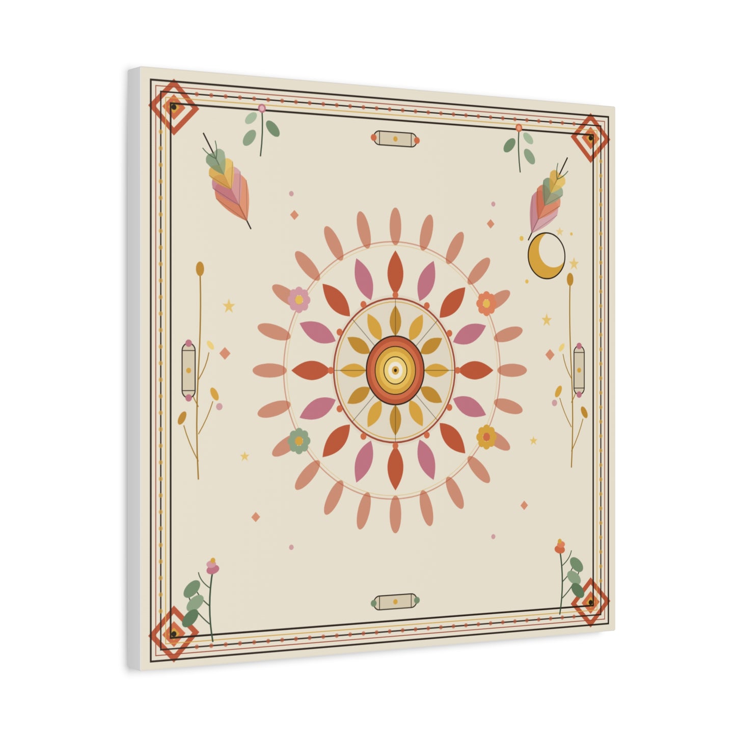 Boho Sun Mandala Matte Canvas