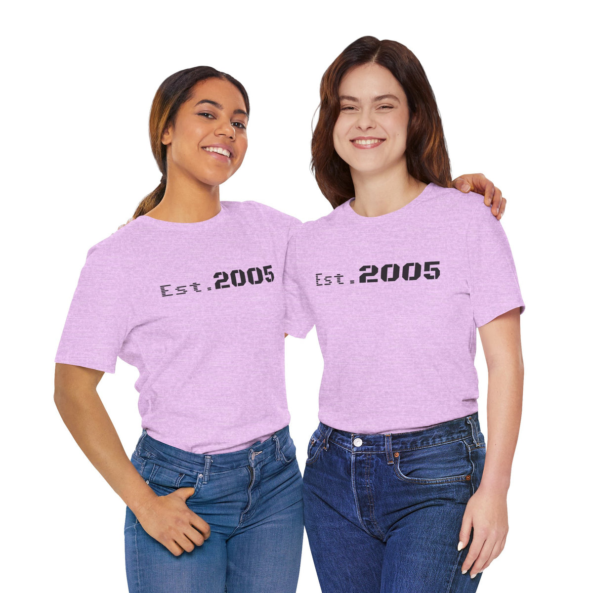 Printify Est. 2005 T-shirt with minimalist anniversary year design, casual cotton shirt for men and women.