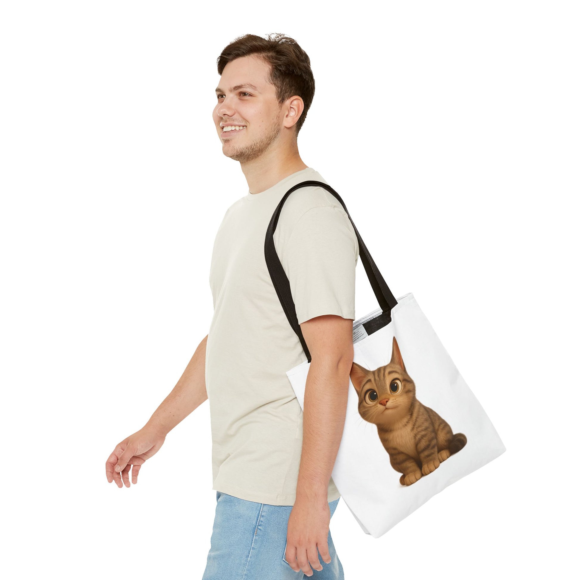 Cute Cat Tote Bag - Perfect for Animal Lovers, Eco-Friendly Carryall, Beach Bag, Shopping Tote, Gift for Cat Owners - TRV