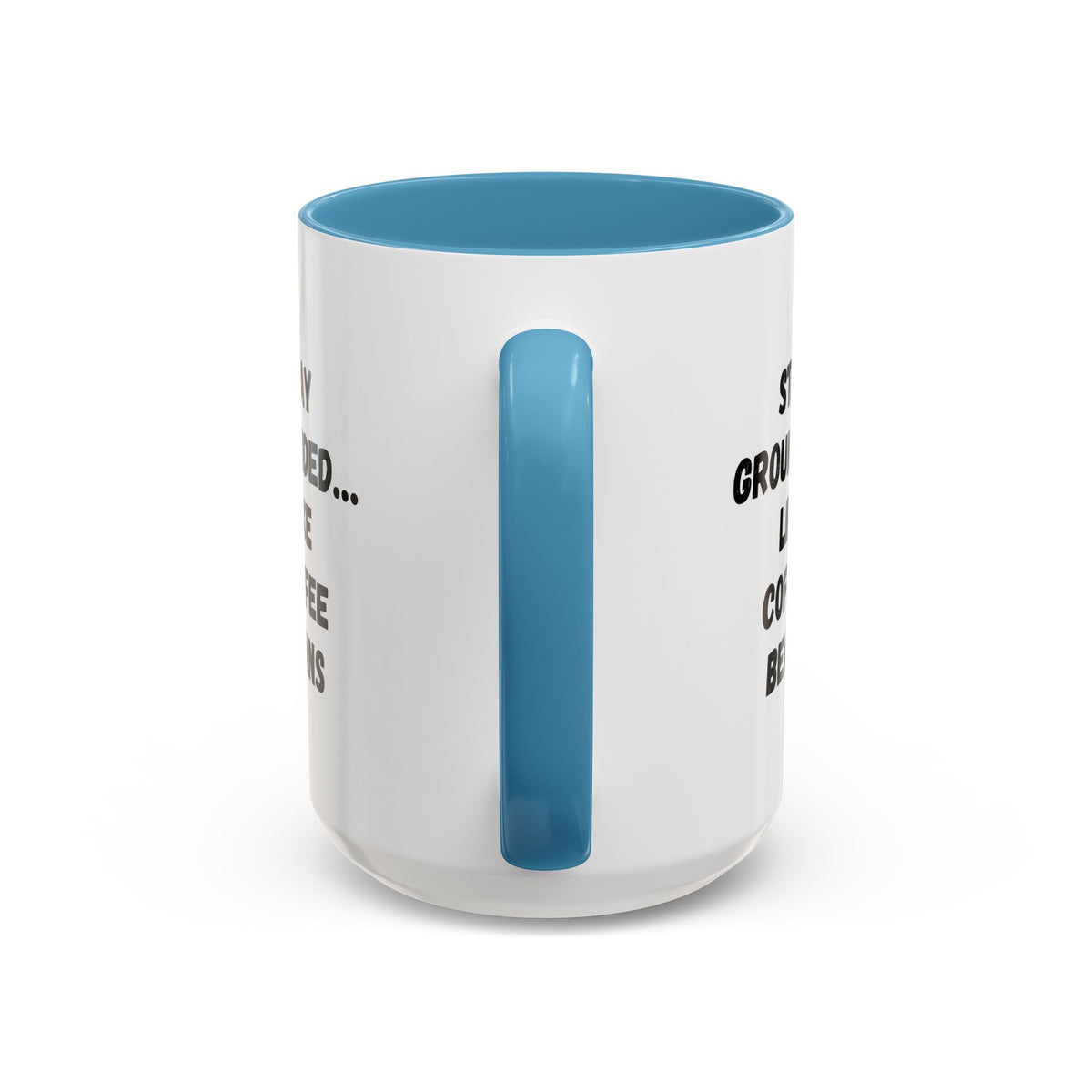Stay Grounded coffee mug by Printify featuring coffee bean design, 11oz size, perfect for coffee lovers.