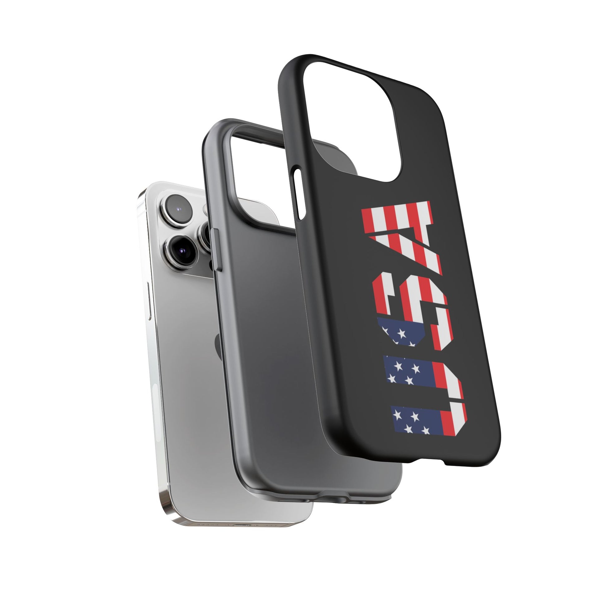 USA Phone Case with a patriotic American flag design, durable protective tough case for smartphones by Printify