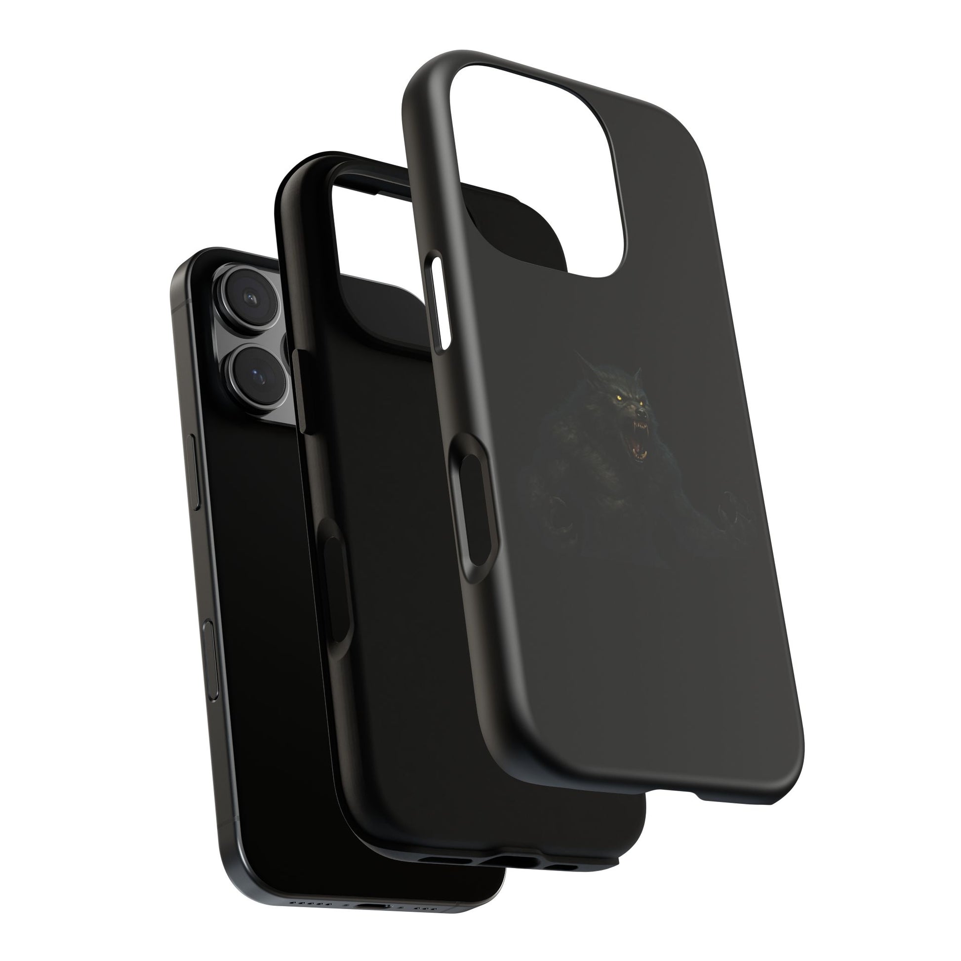 Werewolf phone case with dark monster graphic, tough protective design for smartphones, by Printify.