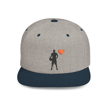 Sporty Love Flat Bill Snapback Hat – Adjustable Cap for Athletes, Casual Wear, Gifts for Sports Fans, Basketball Enthusiasts, Unique - TRV