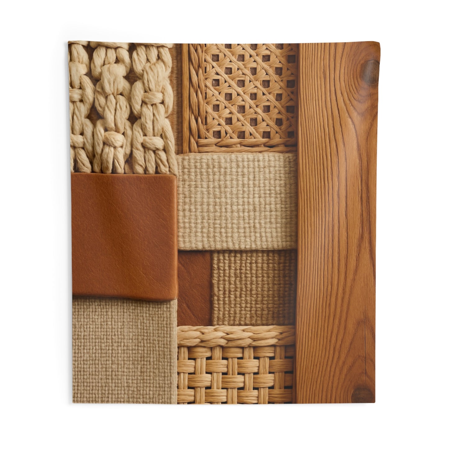 Woven Texture Wall Tapestry — Neutral Boho Patchwork Décor