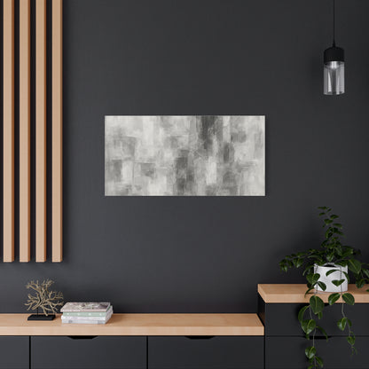 Abstract grey brushstroke canvas wall art on neutral matte stretched canvas, modern design by Printify.