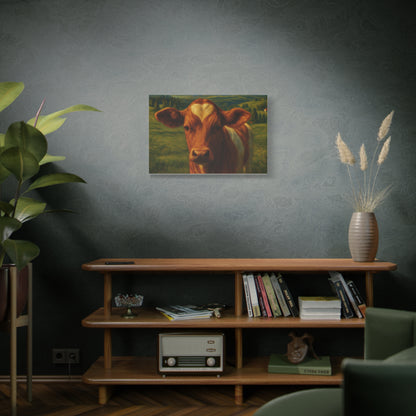 Cow Calf Portrait Canvas Print, Farm Animal Wall Art Decoration, Custom Matte Canvas Picture, Barnyard Animal Rustic Decor, Personalized - TRV
