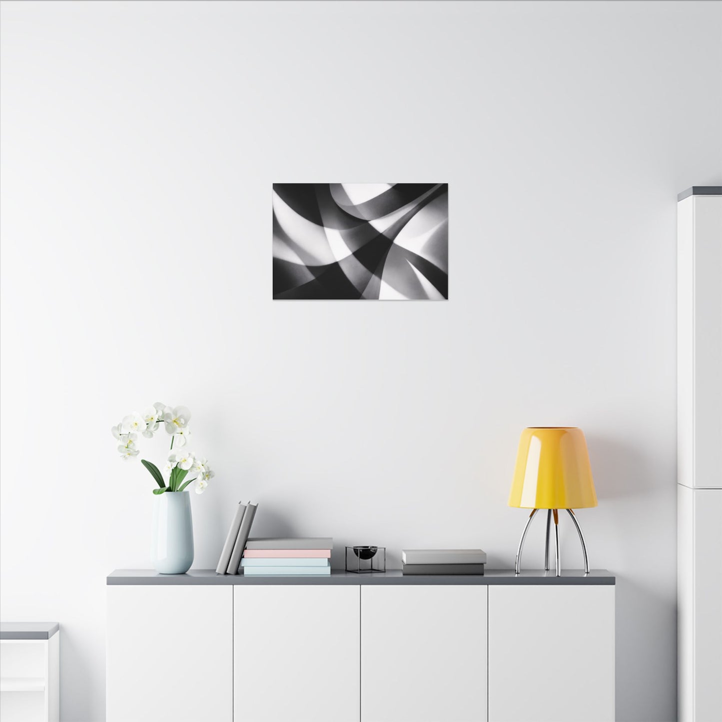 Abstract Black and White Swirl Matte Canvas