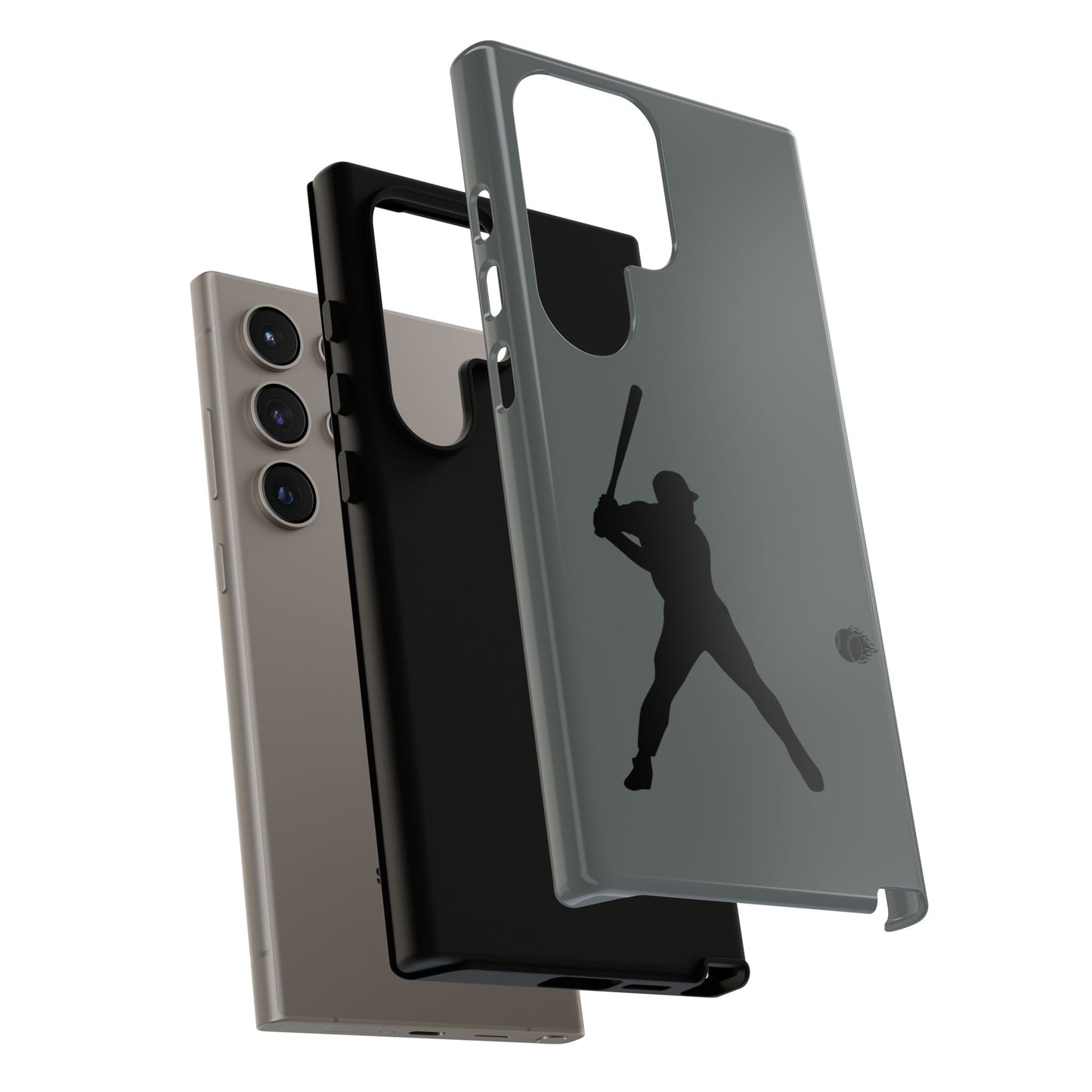 Black baseball silhouette tough phone case for iPhone, durable protective sport-themed cover by Printify.