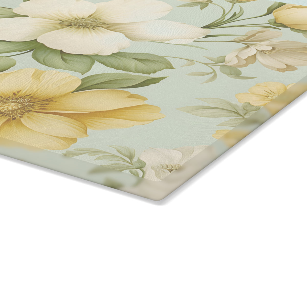 Floral Glass Cutting Board — Vintage Yellow Dogwood Design