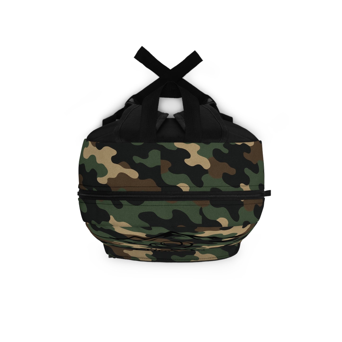 Printify camo backpack, rugged rucksack with multiple compartments, ideal for school, hiking, travel, and outdoor adventures.