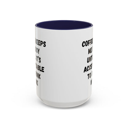 Funny Coffee Mug - "Coffee Keeps Me Busy Until It's Acceptable to Drink Wine" - Great for Mornings, Gifts, Office, Relaxation, Home