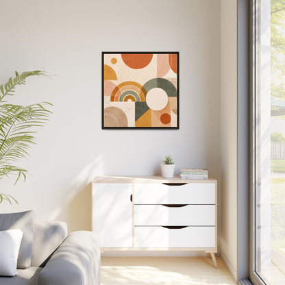 Abstract Terracotta Geometric Rainbow Matte Canvas Framed