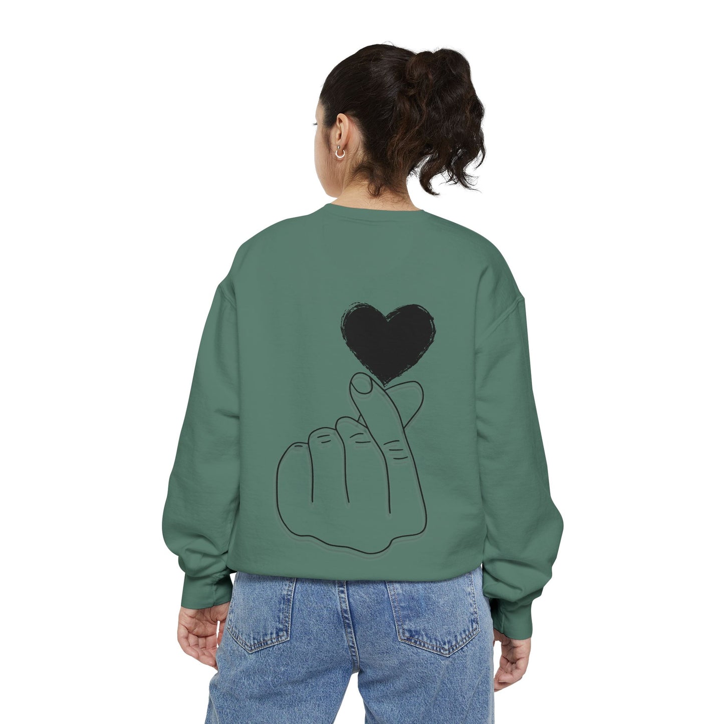 Unisex Garment-Dyed Sweatshirt with Heart Design - Cozy & Stylish