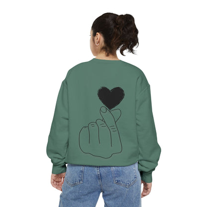 Unisex Garment-Dyed Sweatshirt with Heart Design - Cozy & Stylish