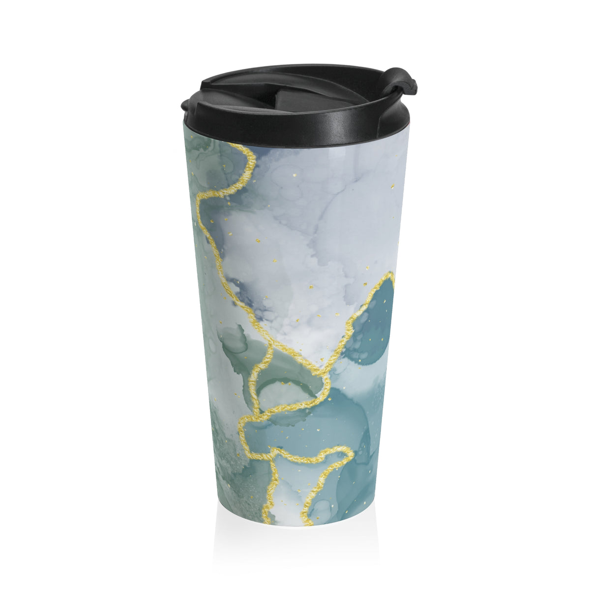 Green and pink marble 15oz insulated stainless steel travel mug - view 5