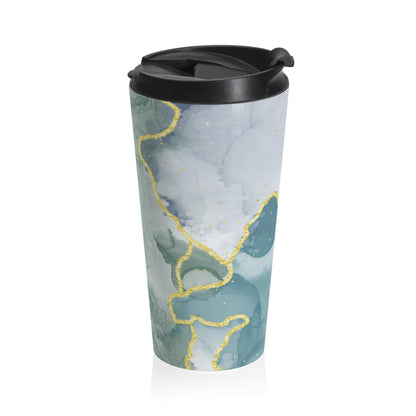 Green and pink marble 15oz insulated stainless steel travel mug - view 5