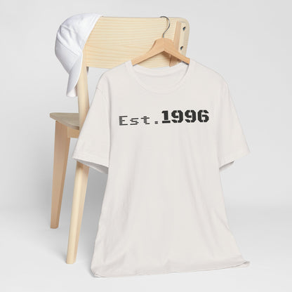 Unisex Jersey Tee - 'Est. 1996' Graphic Shirt, Birthday Gift, Casual Wear, Vintage Style, Retro Fashion, Gift for Him/Her - TRV