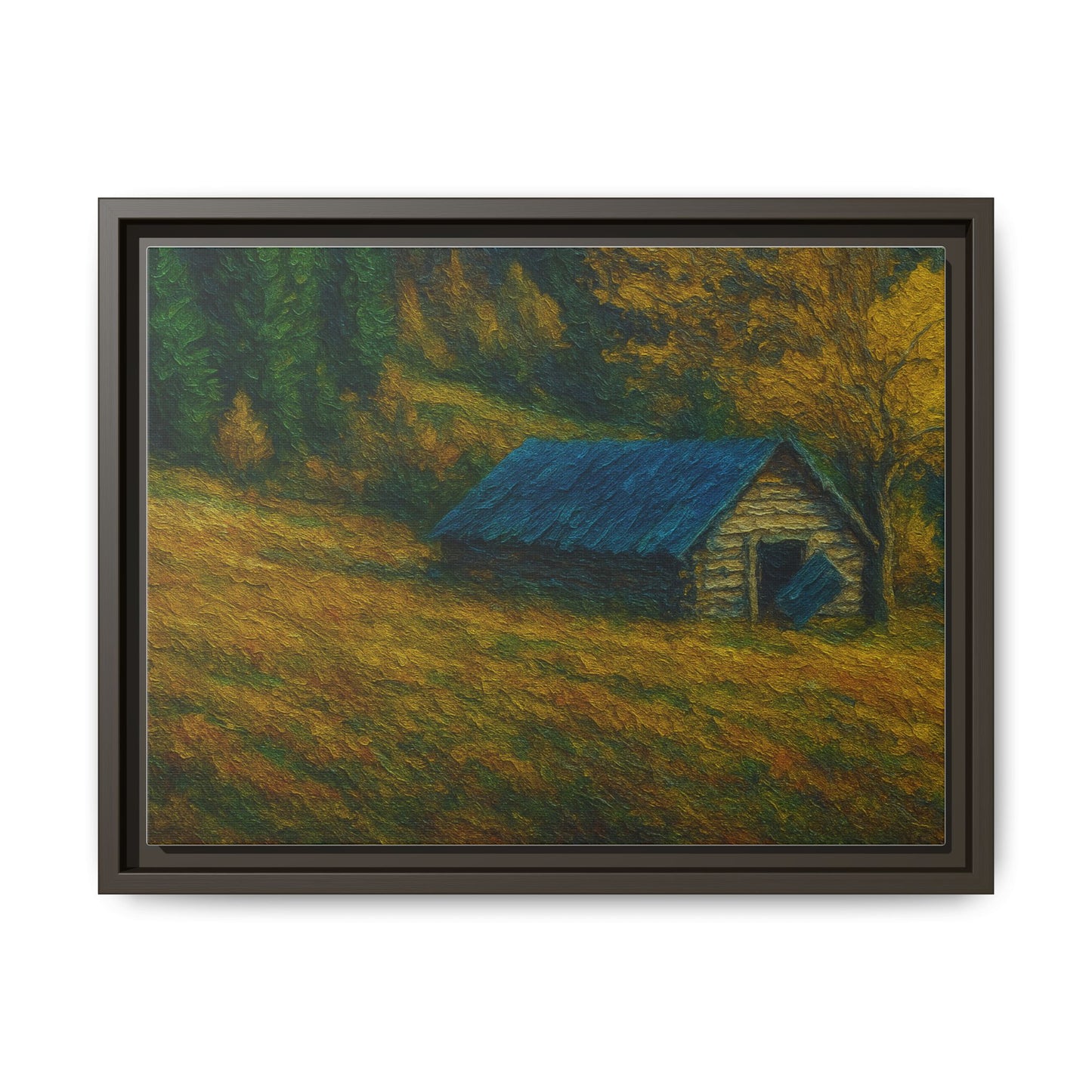 Framed Matte Canvas Print, Rustic Artwork, Farmhouse Decor, Nature Wall Art, Gift for Home, Autumn Decor, Landscape Painting