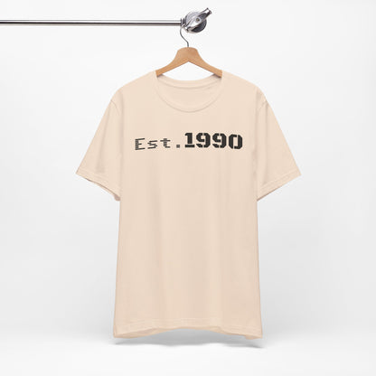 Est. 1990 Unisex Tee, Vintage Style Short Sleeve Shirt, Gift for 30th Birthday, Retro Casual Wear, Year Established T-Shirt