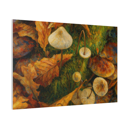 Autumn Mushrooms Canvas print featuring colorful fall mushrooms on a textured canvas by Printify