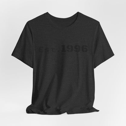 Vintage Est. 1996 T-shirt by Printify featuring a classic design, perfect for birthday celebrations and vintage style enthusiasts.