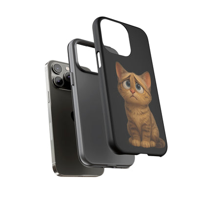 Cute sad kitty design on a Printify iPhone case, featuring a protective phone cover with a feline illustration.