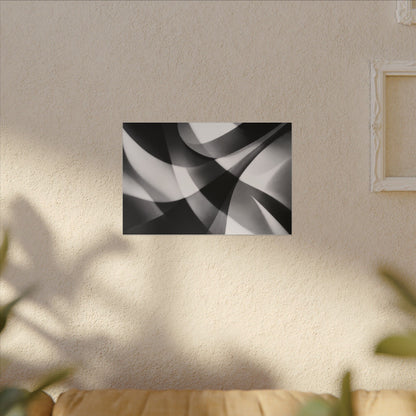 Abstract Black and White Swirl Matte Canvas