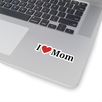 I  Mom Kiss-Cut Sticker — Retro 'I Love Mom' Laptop & Water Bottle Decal for Mother’s Day