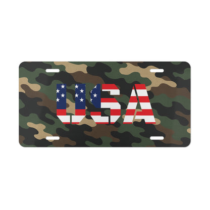 Camo USA Vanity Plate, Military Decor, Personalized Car Accessories, Unique Gift for Veterans, Custom License Plate