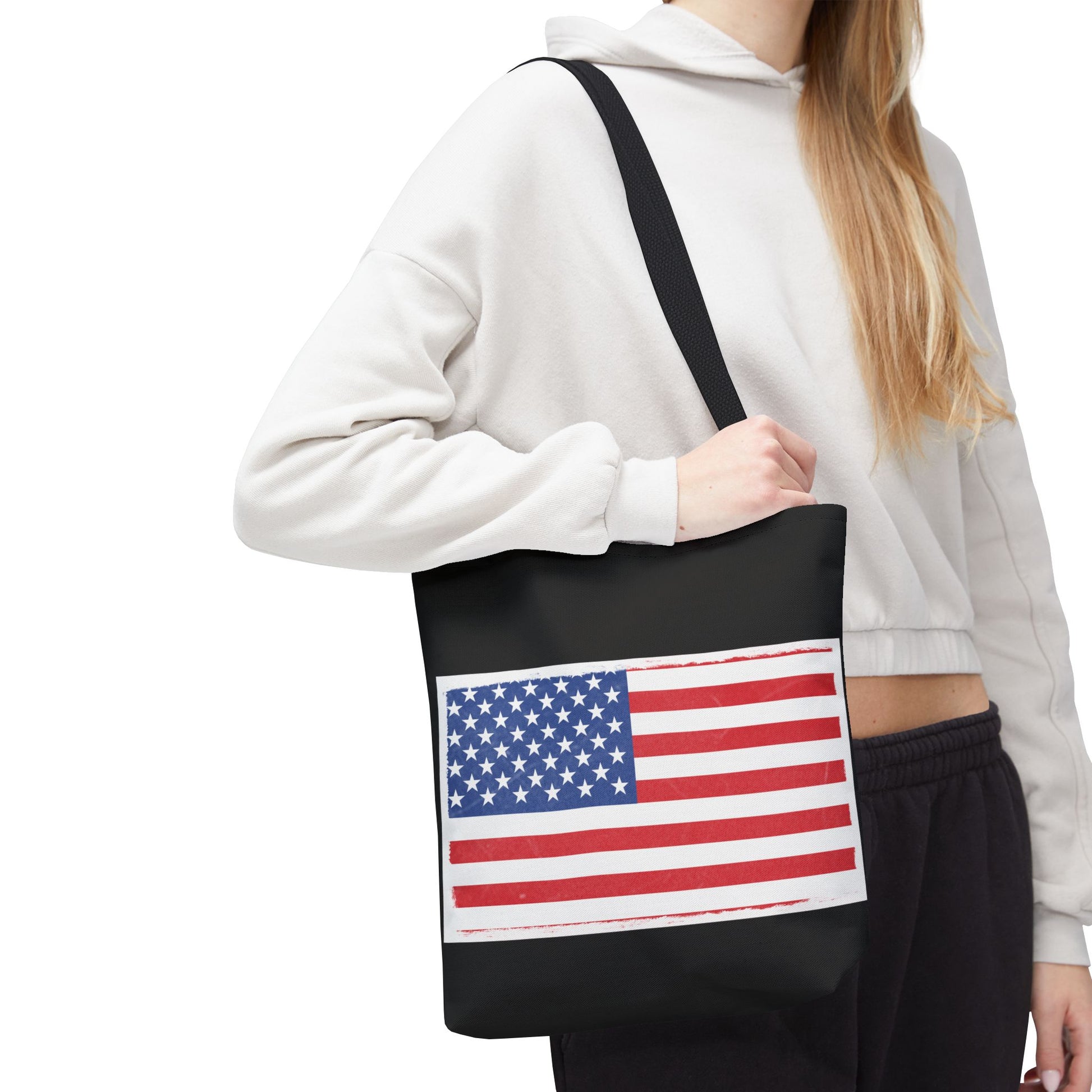 Patriotic Tote Bag, American Flag Carryall, Beach Bag, Reusable Shopping Tote, Independence Day Gift - TRV