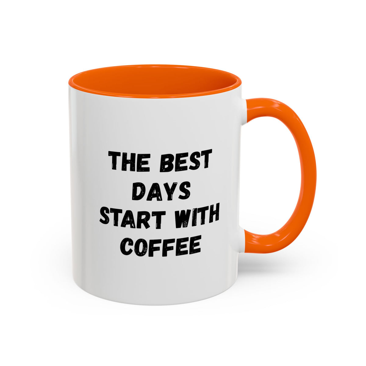 Ceramic coffee mug with "The Best Days Start With Coffee" quote, 11oz or 15oz size, printed by Printify.