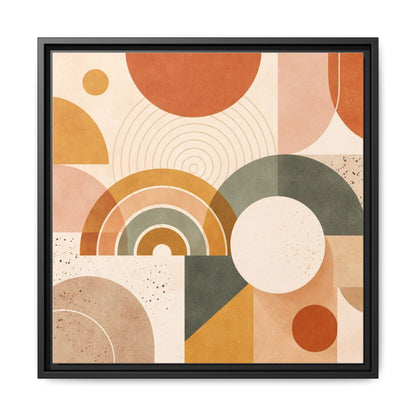 Abstract Terracotta Geometric Rainbow Matte Canvas Framed