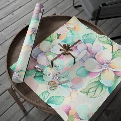 Floral Pastel Wrapping Paper Roll — Watercolor Hydrangea Gift Wrap