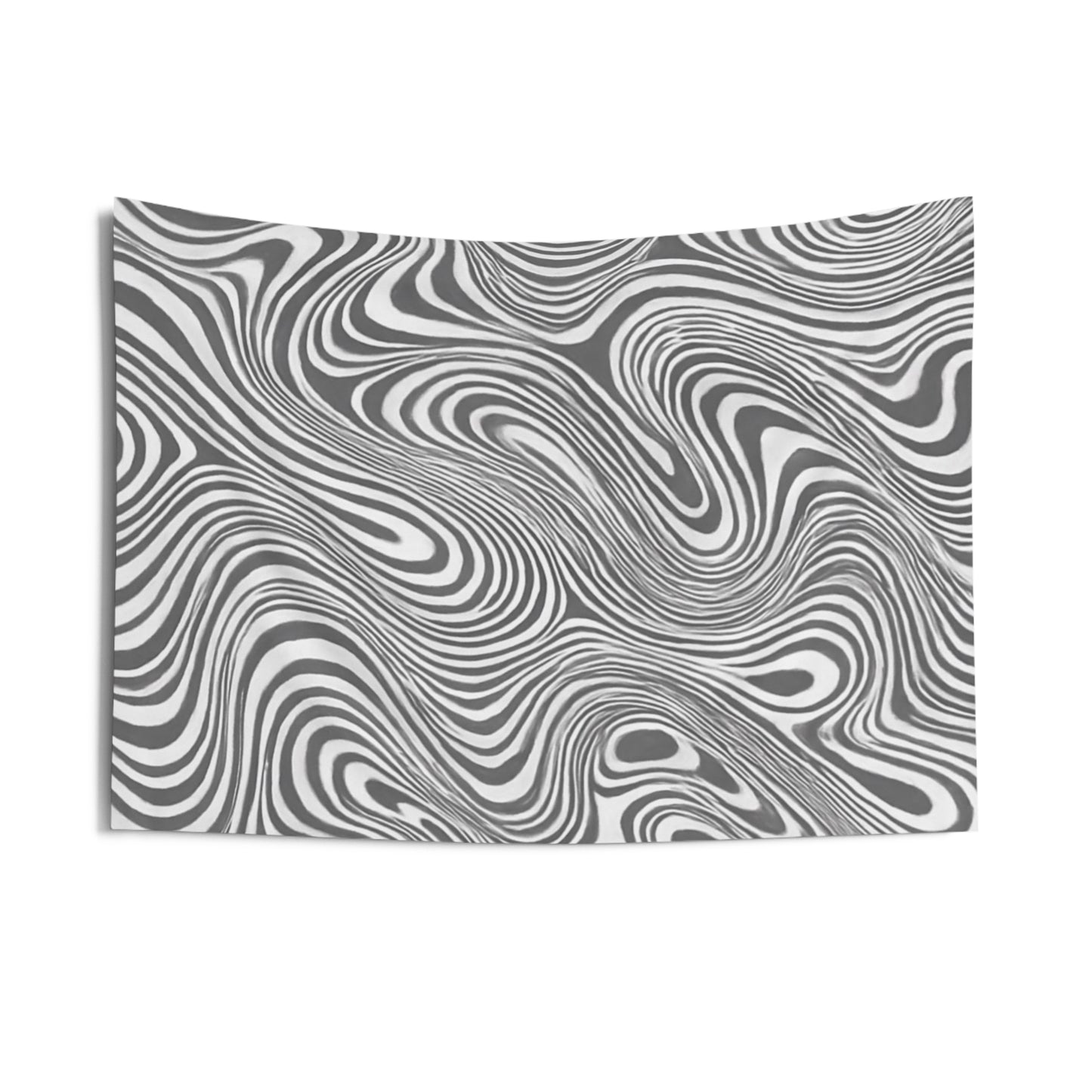 Abstract Swirl Wall Tapestry — Monochrome Wavy Optical Art