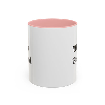 Black trim ceramic coffee mug with "World's Best Dad" accent print, available in 11oz or 15oz sizes, by Printify.
