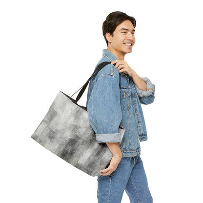 Gray abstract print weekender tote bag for women, stylish travel bag with spacious interior from Printify.