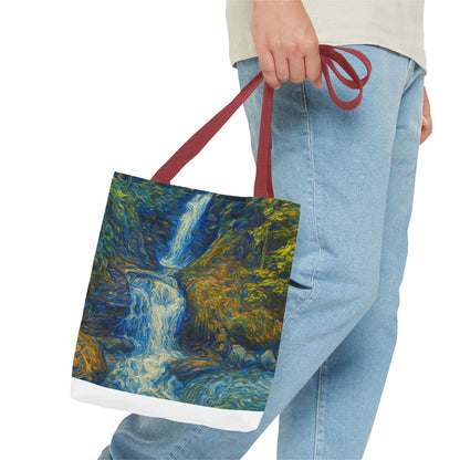 Nature-Inspired Tote Bag, Artistic Eco-Friendly Shopper, Waterfall Design, Reusable Market Bag, Gift for Nature Lovers - TRV