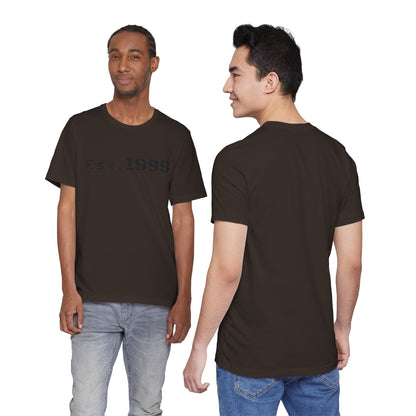 Vintage minimalist Est. 1999 T-Shirt by Printify featuring a simple design and classic fit, perfect for casual wear.